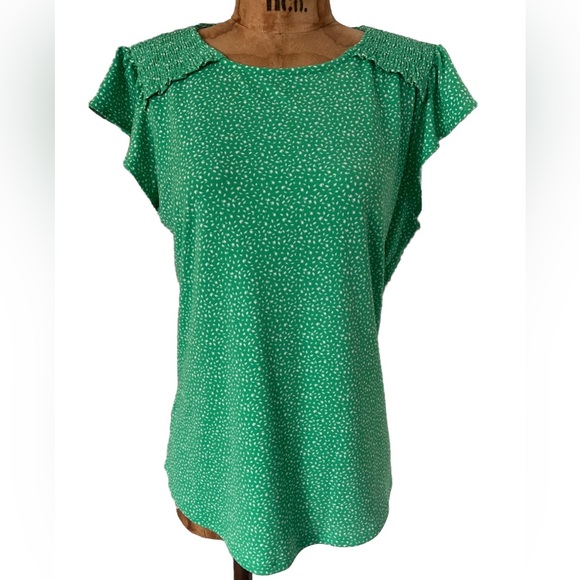Adrianna Papell Green Pattern Blouse Like New! - Picture 3 of 9